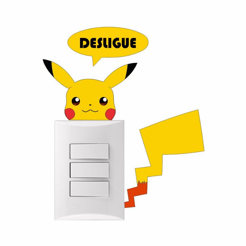 Espelho de luz Interruptor Kit Vários Pokémon Decoração Menino Menina Quarto Infantil Vinil