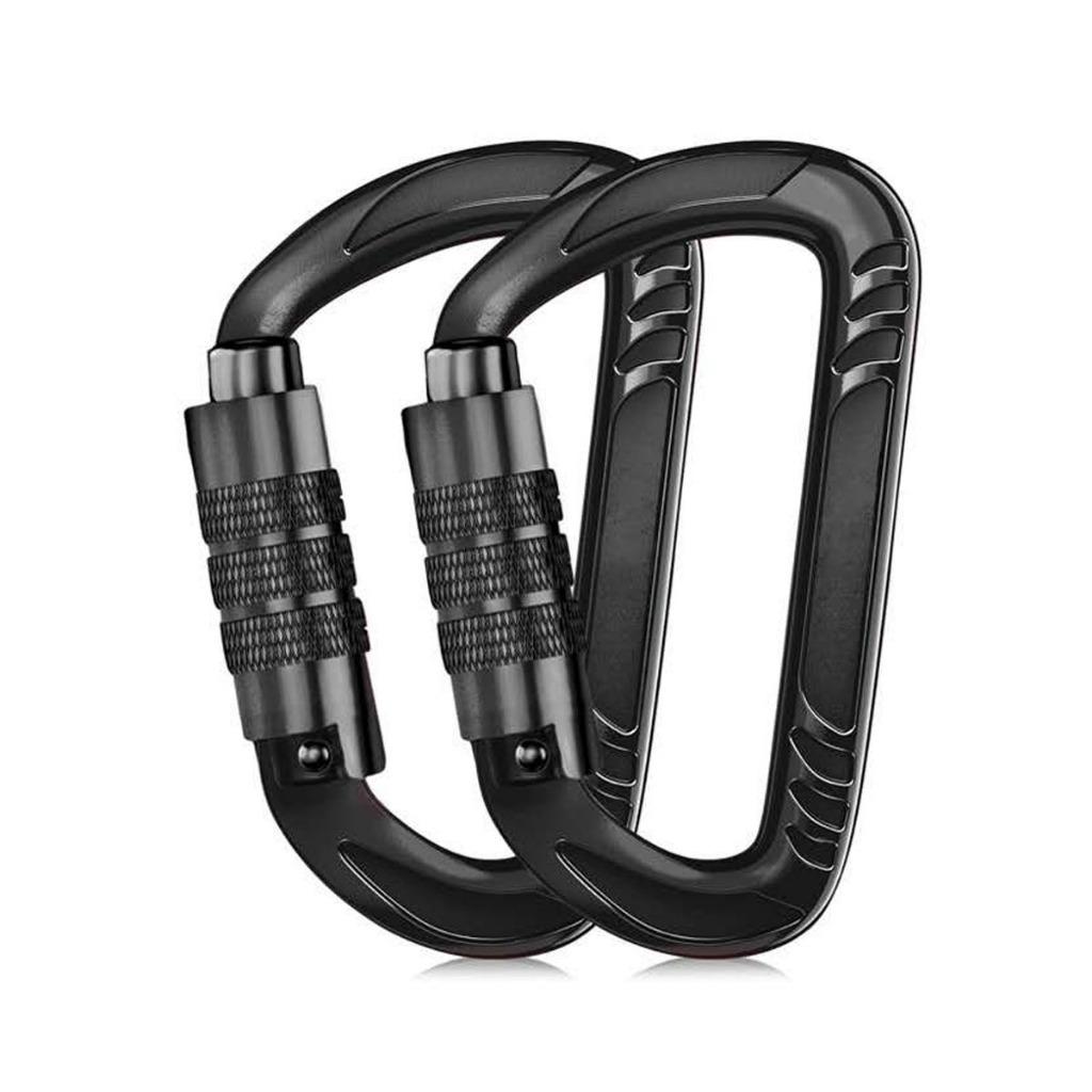 2 Mosquetões De Alta Resistência 25kn Com Trava Automática