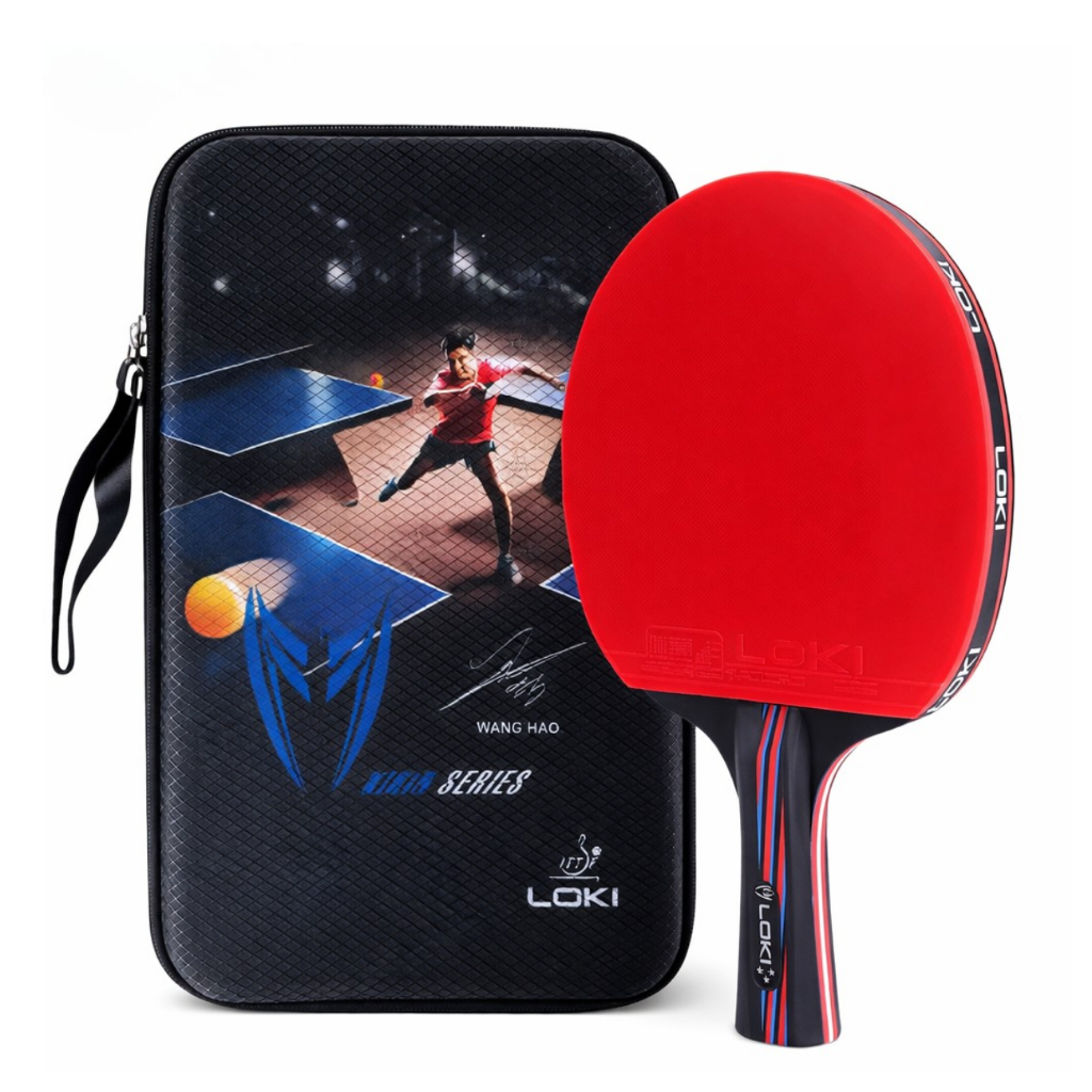 Raquete Profissional Tênis De Mesa 3 Estrelas LOKI X3 Aprovada ITTF Clássica Cabo Longo com Raqueteira