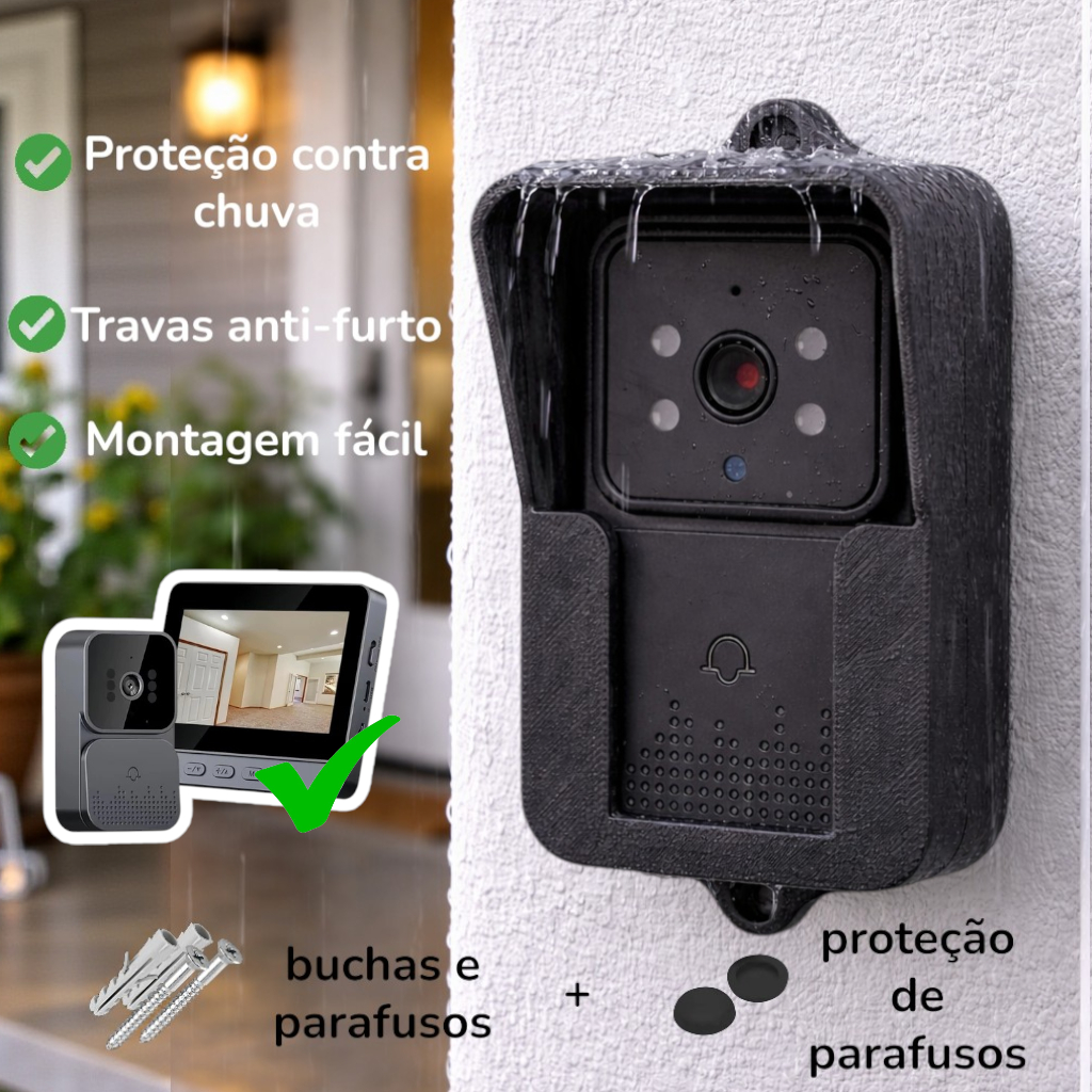 Capa para Campainha - Anti Vandalismo, Furto e Chuva  proteção - Modelo com tela 4,3 Polegadas em Oferta na Shopee