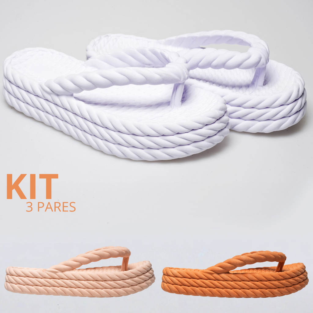 Kit 1,2 e 3 Pares Tamanco 3 Trança  Flexivél Macio