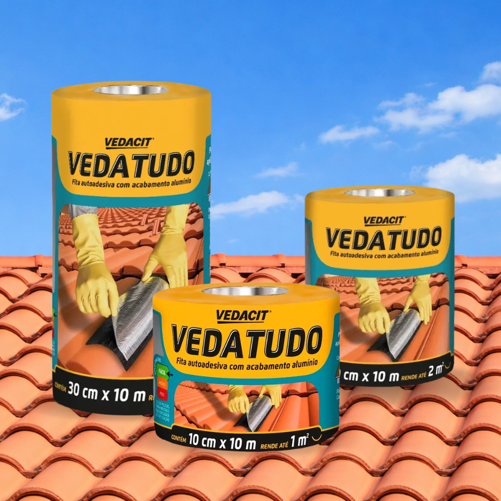 Fita Vedatudo Multiuso Vedacit Rolo 10cm 20cm 30cm Impermeabilizante Telhado Calha Reparo
