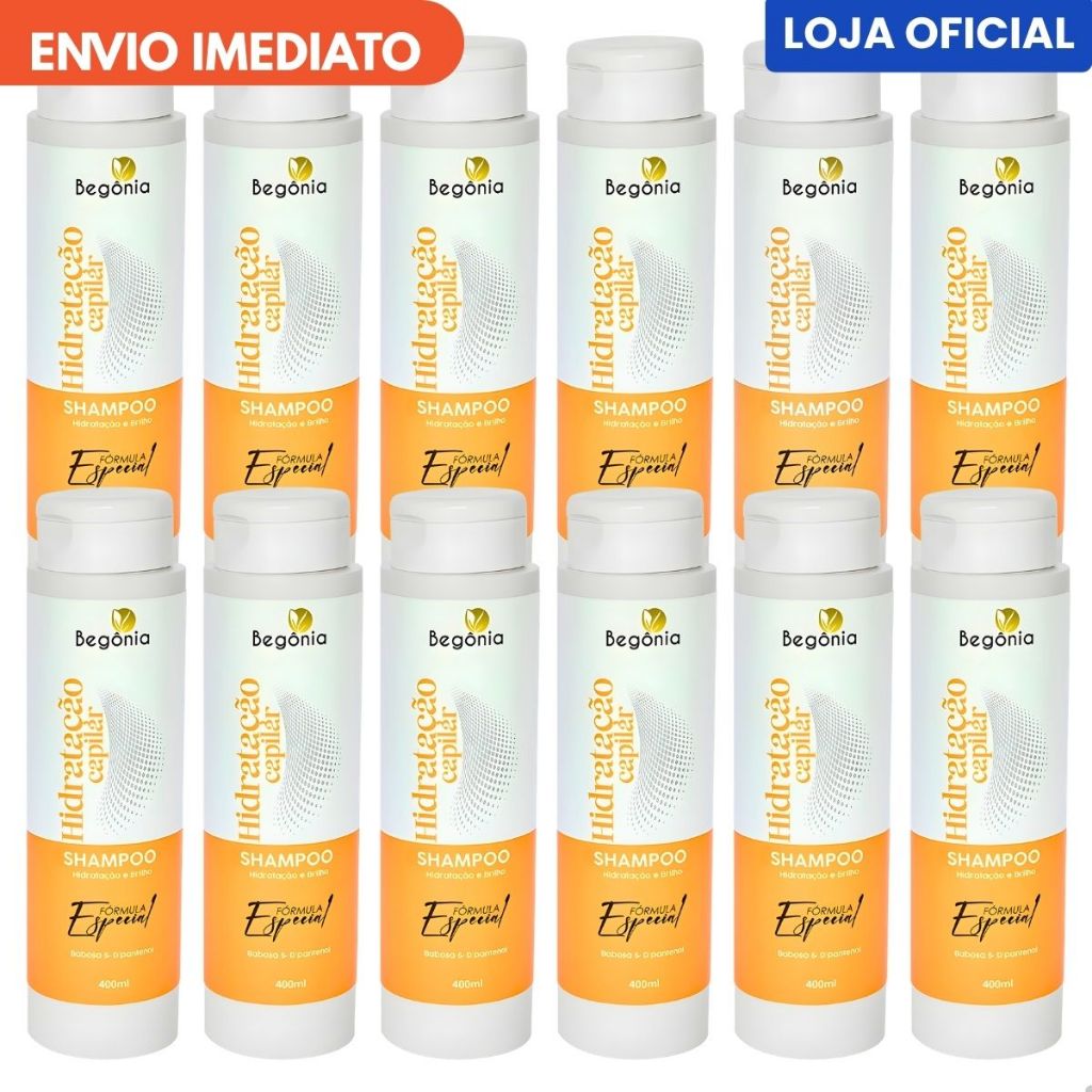 12 Unidades Shampoo Hidratação 400ml Begônia Cosméticos