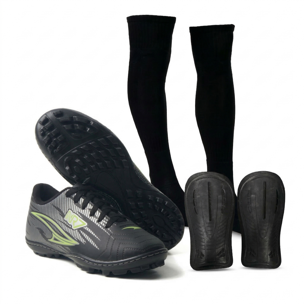 Kit Futebol Society Chuteira Caneleira Meiao Conforto Desempenho e Estilo No Campo