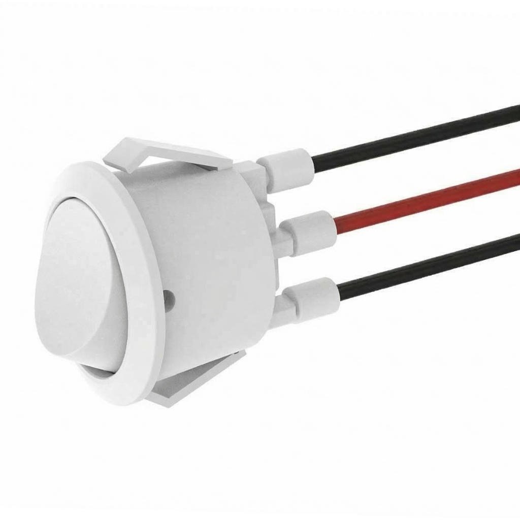 Interruptor Botão 3 Fios Paralelo Branco 6A Embutir Soprano 127v 220v Rabicho Cabeceira Móveis Painel Liga Desliga Chave