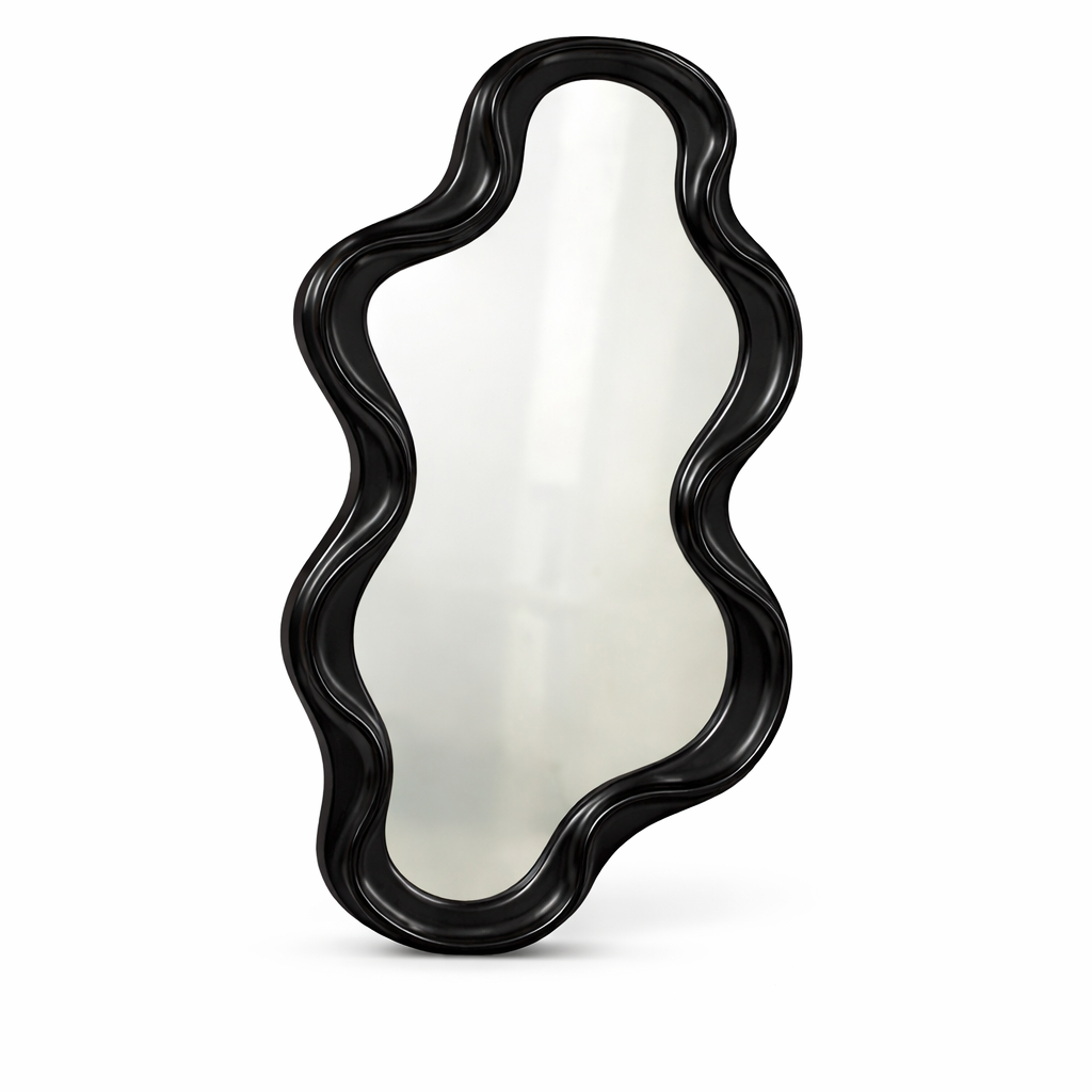Detalhes do Espelho Decorativo Orgânico 41x26cm Moldura Ondulada Preto Branco Dourado Parede Sala Quarto