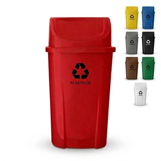 Lixeira Cesto Basculante 60 Litros Lixo Coleta Seletiva + Adesivos em Oferta na Shopee