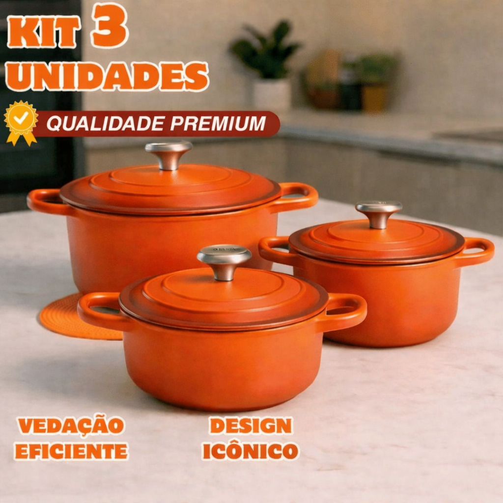 Imagem Kit Conjunto De Panela Caçarola Revestimento Nano Cerâmico Indução 2,7 + 3,4L + 4.7L
