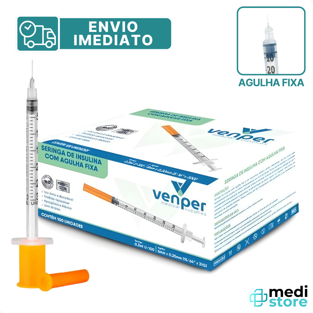 Seringa de Insulina Botox 0,3ml 6x0,25 30UI com Agulha Fixa - Envio Imediato em Oferta na Shopee
