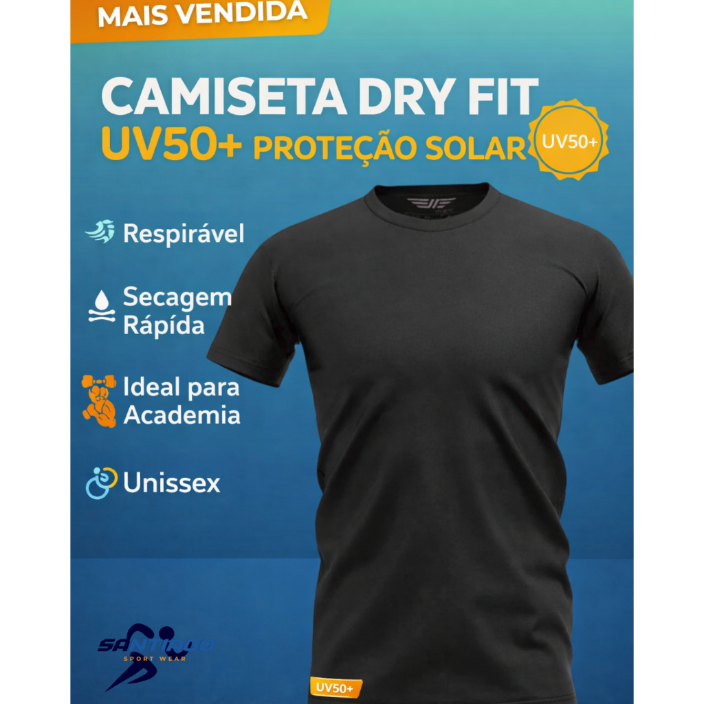 Camisa Dry Fit UV50+ Unissex Esportiva Academia Corrida Respirável Proteção Solar