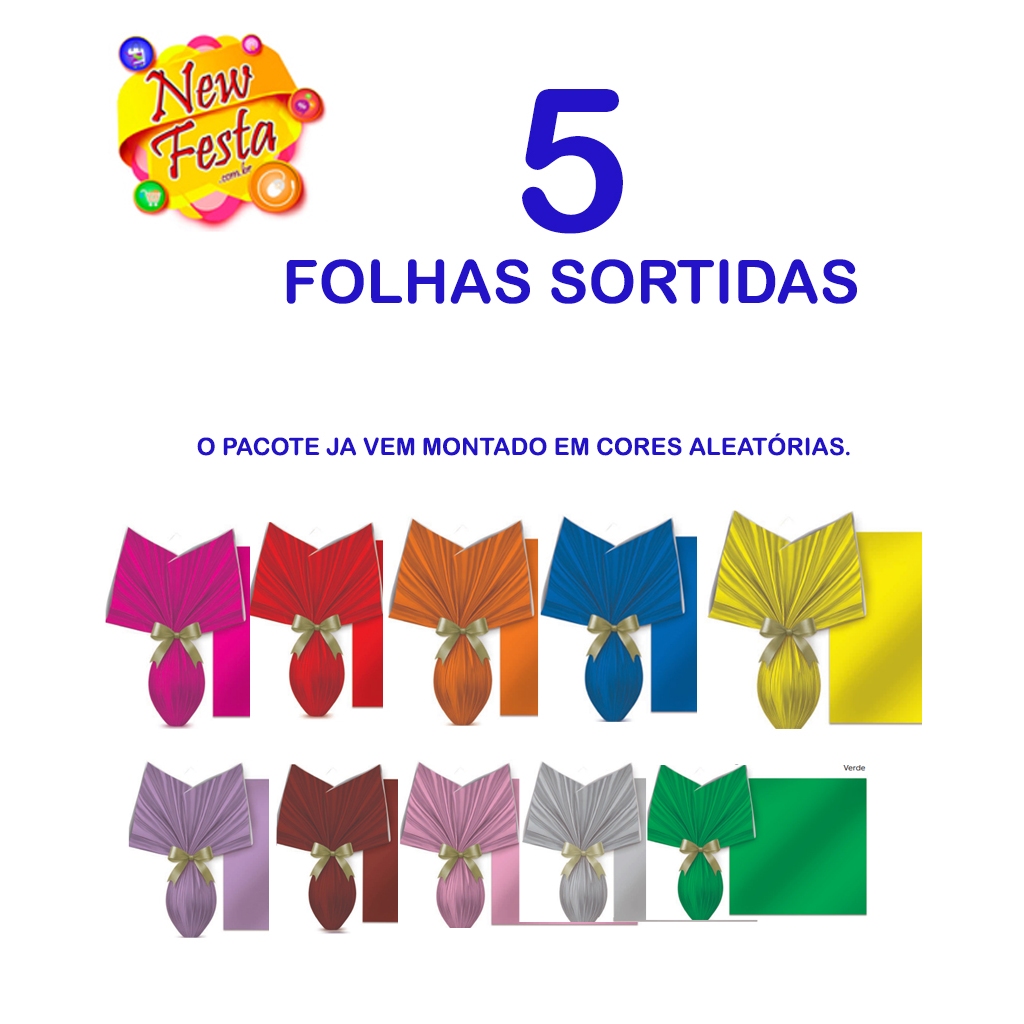 5 FOLHAS PARA OVO  DE PÁSCOA METALIZADA LISA 69X89 - 5 UNIDADES em Oferta na Shopee