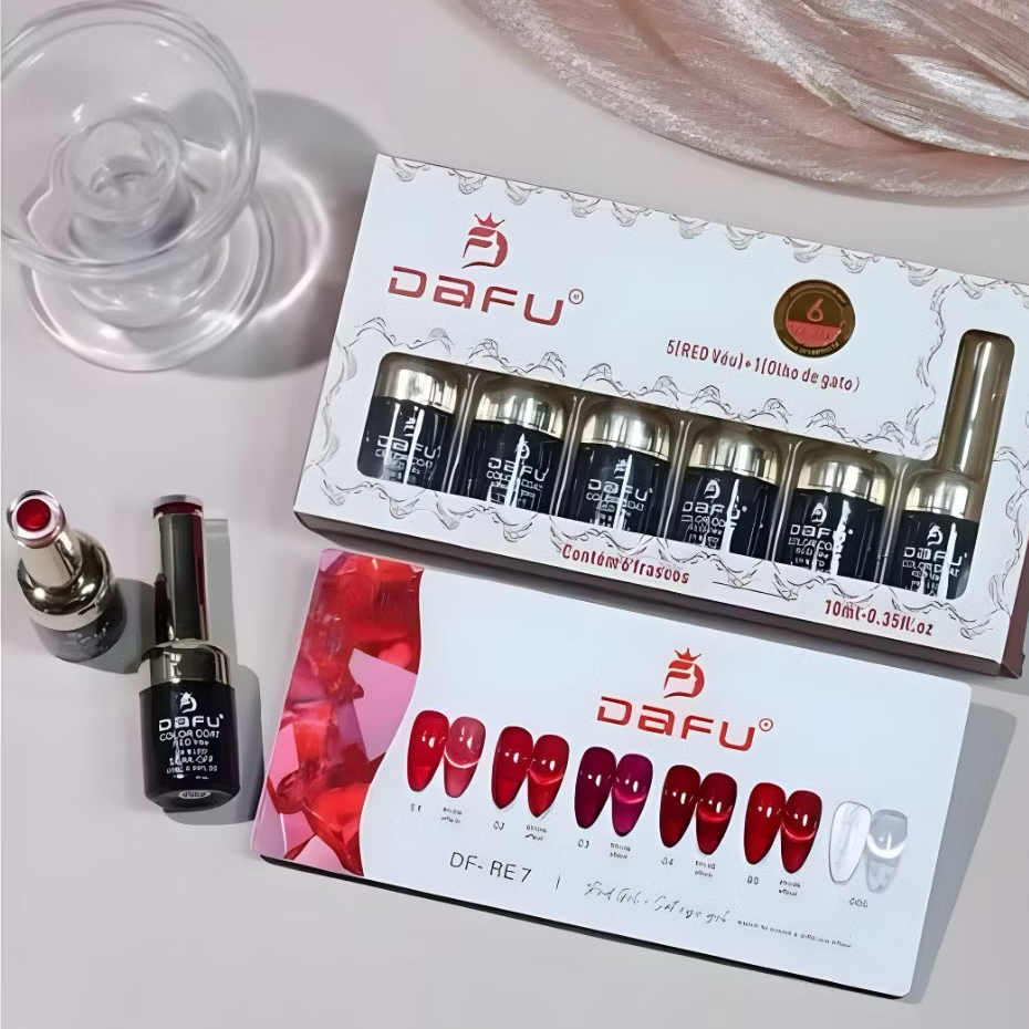 Kit 5 Esmalte em Gel Red Veu + 1 Esmalte Olho de Gato Magnetico Dafu