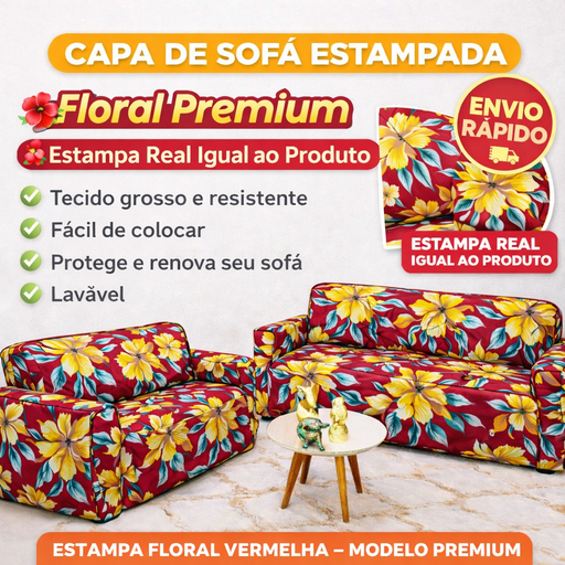 Kit Capa Forro de Sofá elástica Estampada Coladinha Ligadinha 2 e 3 Lugares King Malha Gel Ajustável *Oferta