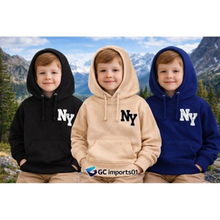 Moletom Infantil com Capuz Estampa NY Blusa de Frio Criança Menino Menina Várias Cores em Oferta na Shopee