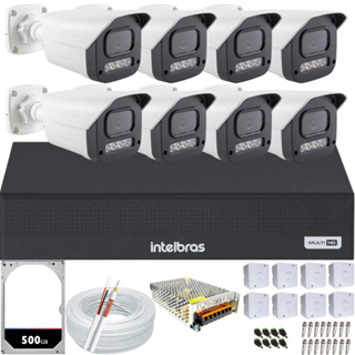 Kit 8 Câmeras Full Color C/Áudio Dvr Intelbras 8ch 500GB em Oferta na Shopee