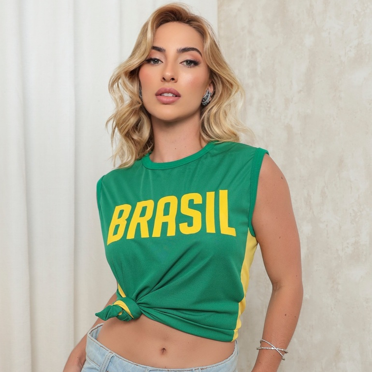 Regata Brasil Feminina Camisa Torcida Copa Do Mundo Seleção Brasileira Promoção
