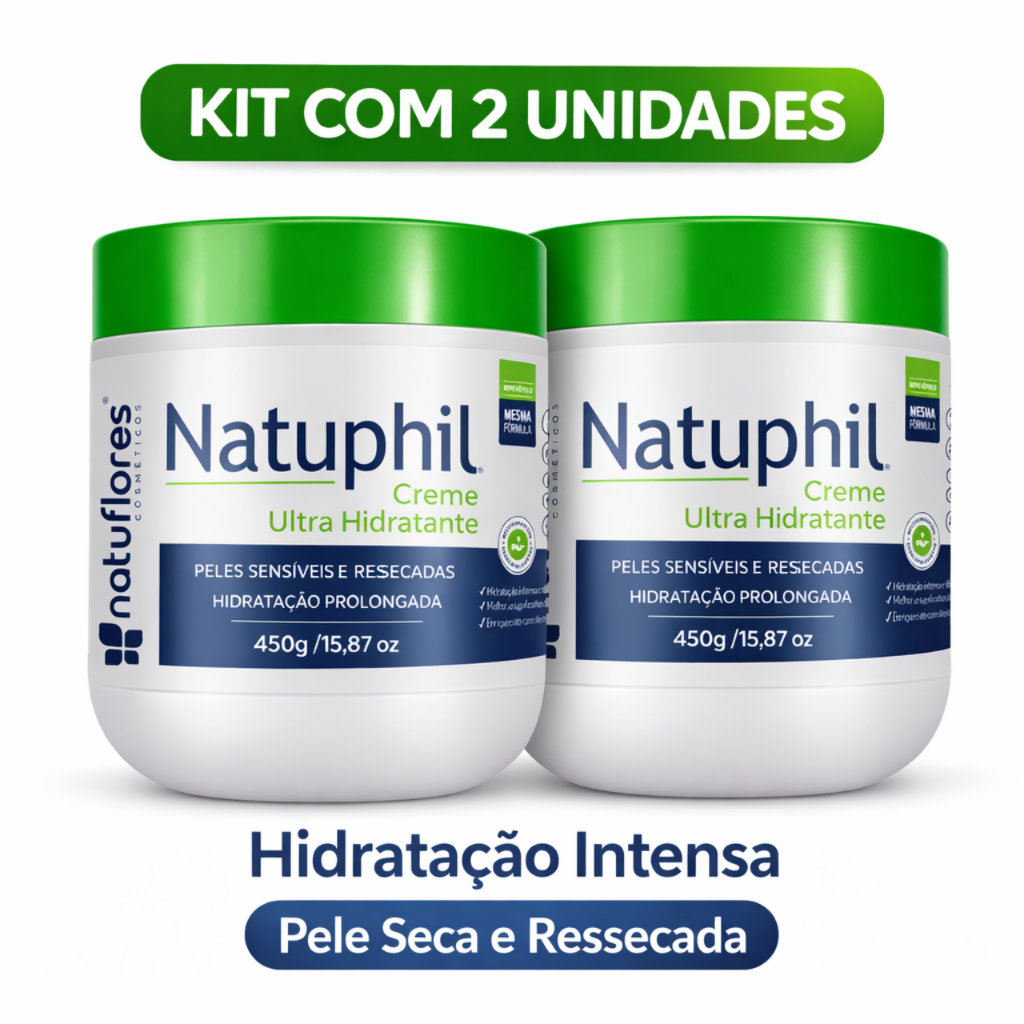 Kit 2 Creme Hidratante 450g Natuphil Ultra Hidratante Pele Seca e Ressecada Hidratação Prolongada Natuflores