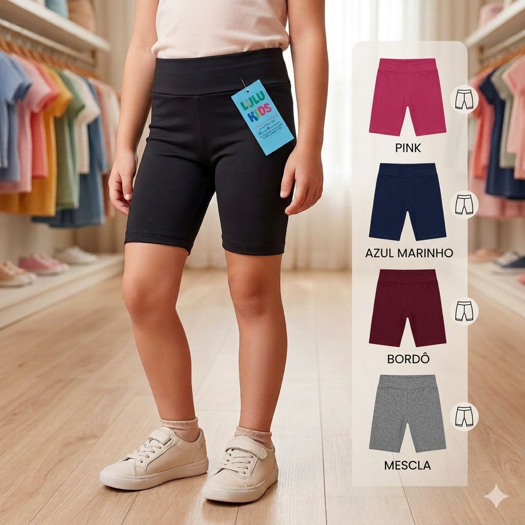 Bermuda suplex escolar / short ciclista menina / short infantil e juvenil 2 ao 16