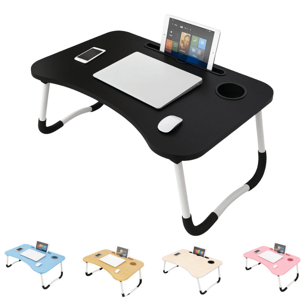 Mesa Para Notebook e Tablet Dobrável Portátil Multiuso Em MDF e Aço Inox Suporta Até 20kg