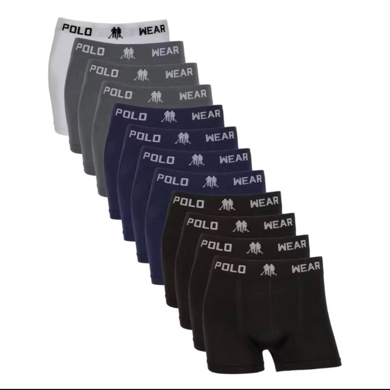 Kit 12 Cuecas Boxer Polo Wear Microfibra Sem Costura Masculinas Cueca Box Adulto Confortável Sortido