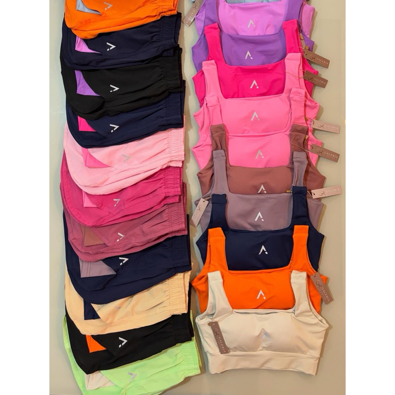 Conjunto de Short Duplo Corrida Top Fitness Alta Sustentação Confortável Malha Fria Aurora