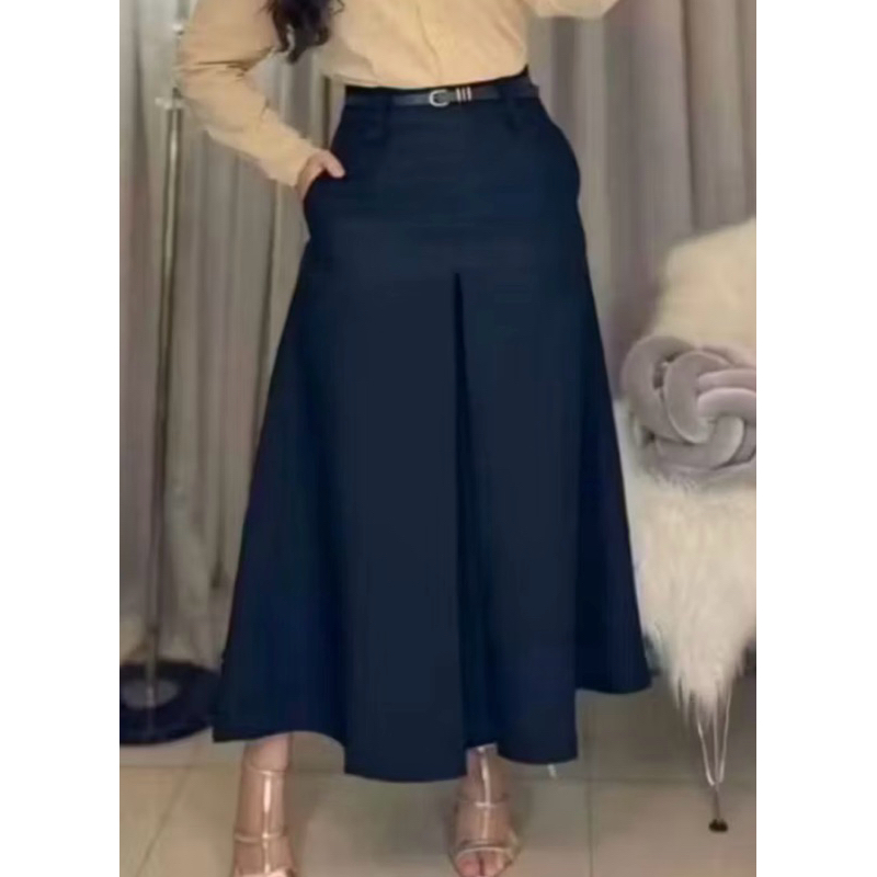 Saia Longa Alfaiataria Fit e Flare Feminina Moda Evangélica Cintura Alta Fenda Fechada em Oferta na Shopee