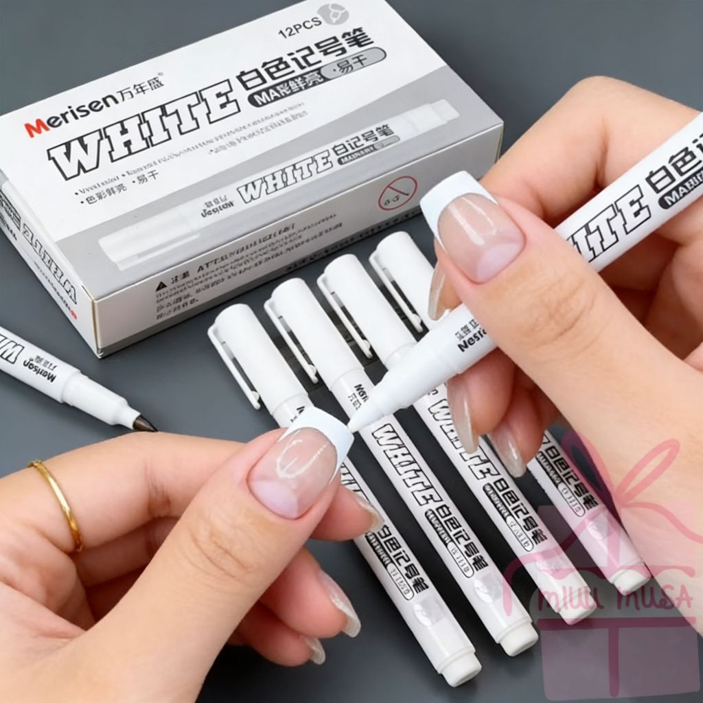 12 Peças Caneta Marcadora Branca Permanente Ponta Fina 1mm, À Prova d'Água para Unhas, Plástico e Vidro em Oferta na Shopee