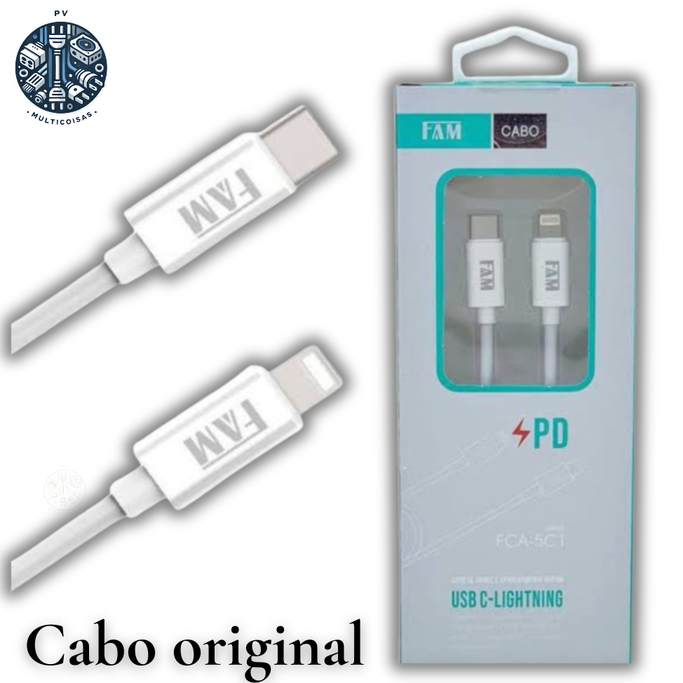 Cabo FAM FCA-5C1 – USB-C para Lightning 1,2m Tipo - C para Iphone/Original