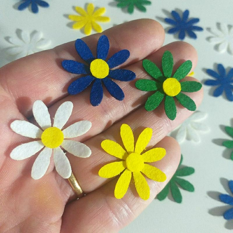 800 Apliques em Feltro Margarida 4cm | Flores em Feltro Cortada a Laser | DIY, Customização, Artesanato e Educação