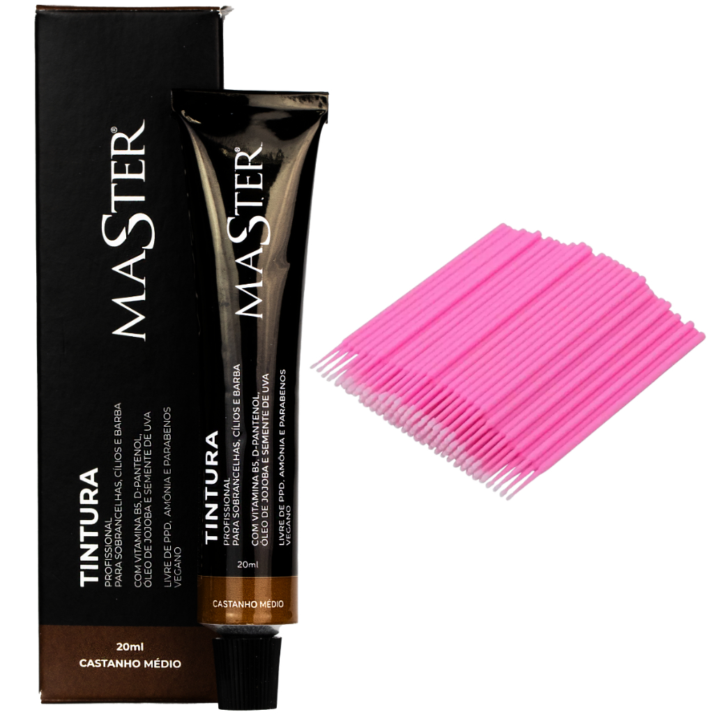 Kit Tintura Sobrancelha E Cílios Master 20ml +100 Microbrush