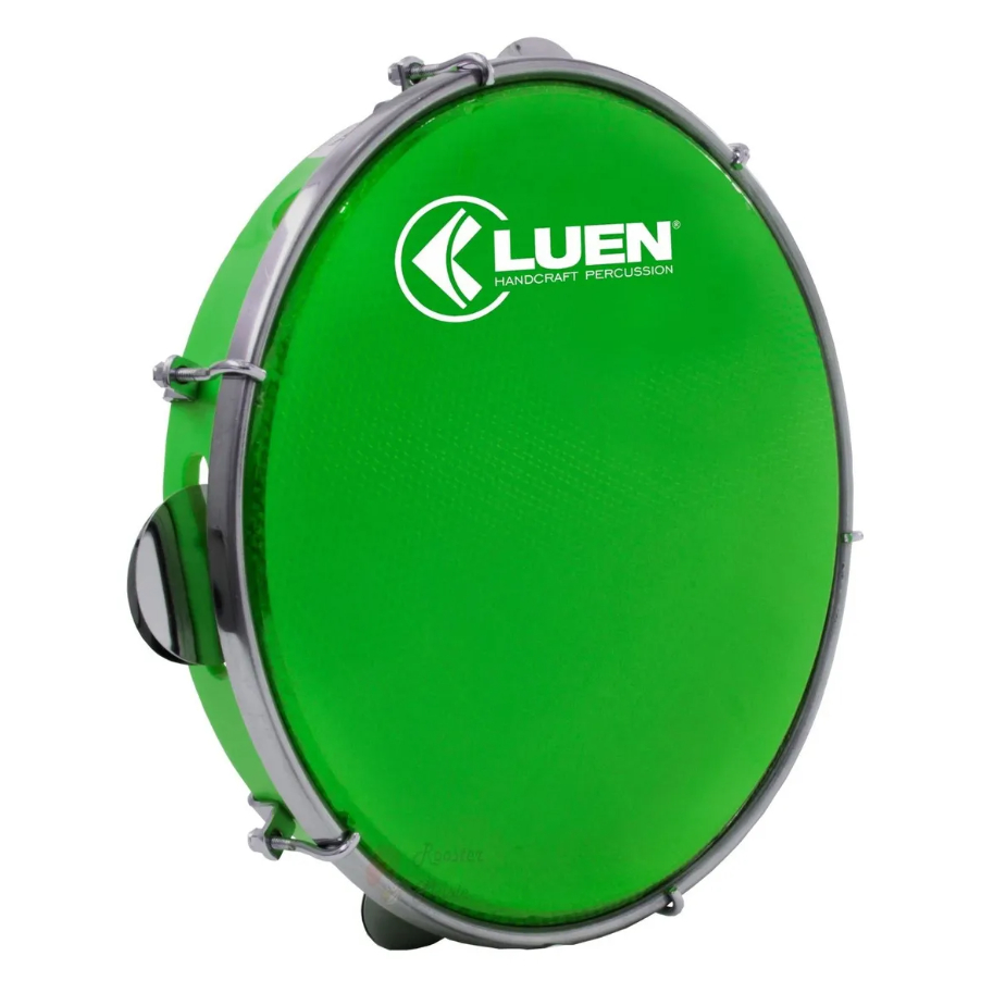 Pandeiro Luen 10 Polegadas Aro Abs Pele Holografica Verde Full