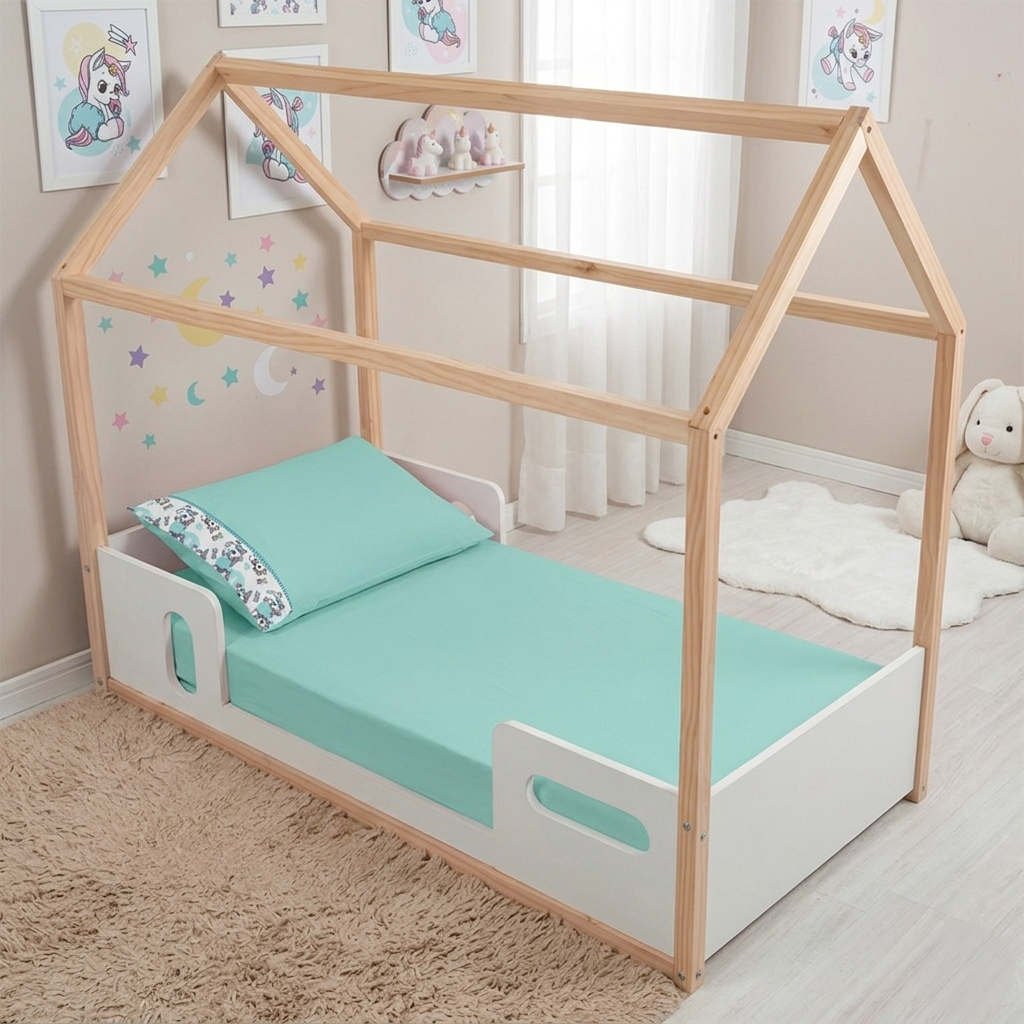 Jogo Lençol 2 peças Mini Cama Montessoriana 150x70cm Ponto Palito Percal 400 fios — imagem 2 de 2