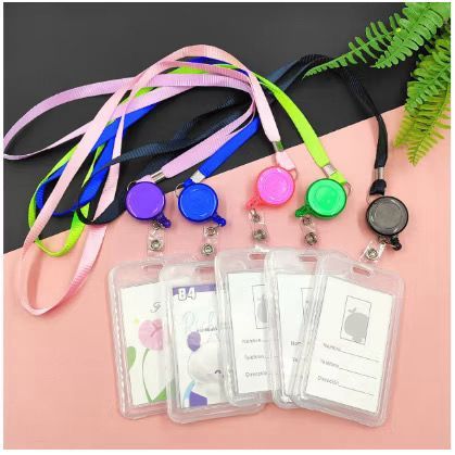 Suporte p/Cartão de Identificação Profissional c/ Cordão Retrátil Kit 1/2/3/4/5/6 Porta Crachá Crachá de Identificação