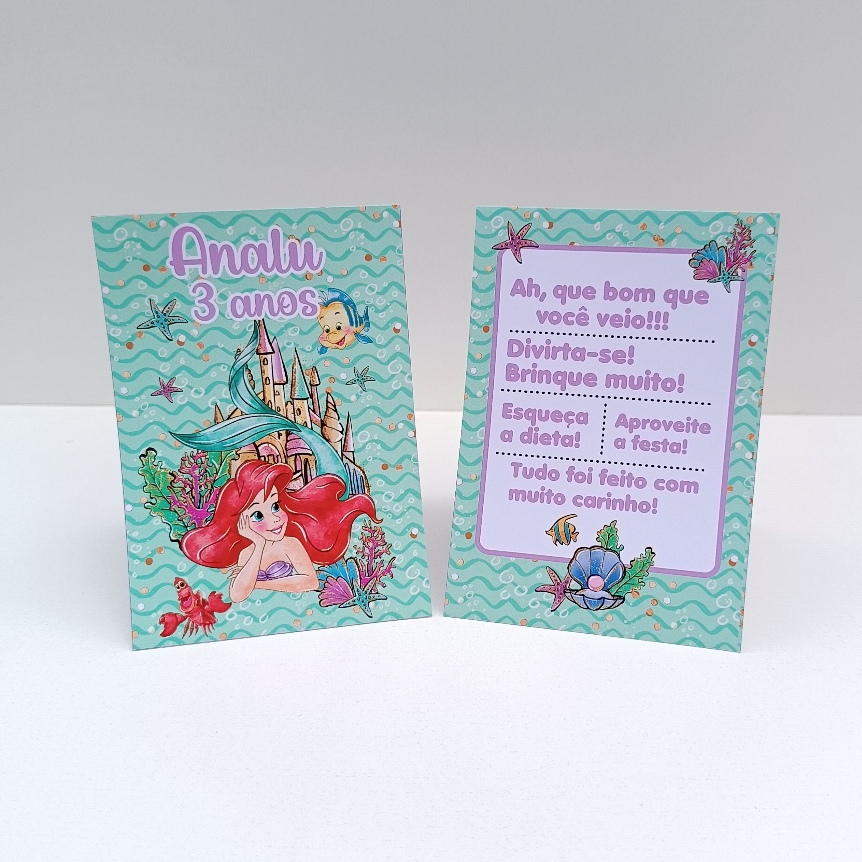 Plaquinha de Agradecimento A Pequena Sereia l Personalizados l Lembrancinha de Festa l Aniversário