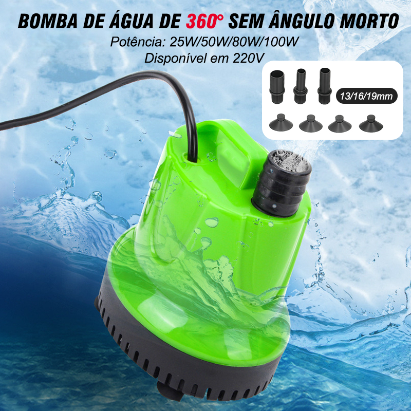 25-100W Motor Bomba Submersa Sucção Fundo Água Drenagem Transferência Fonte Aquário Lago Silenciosa