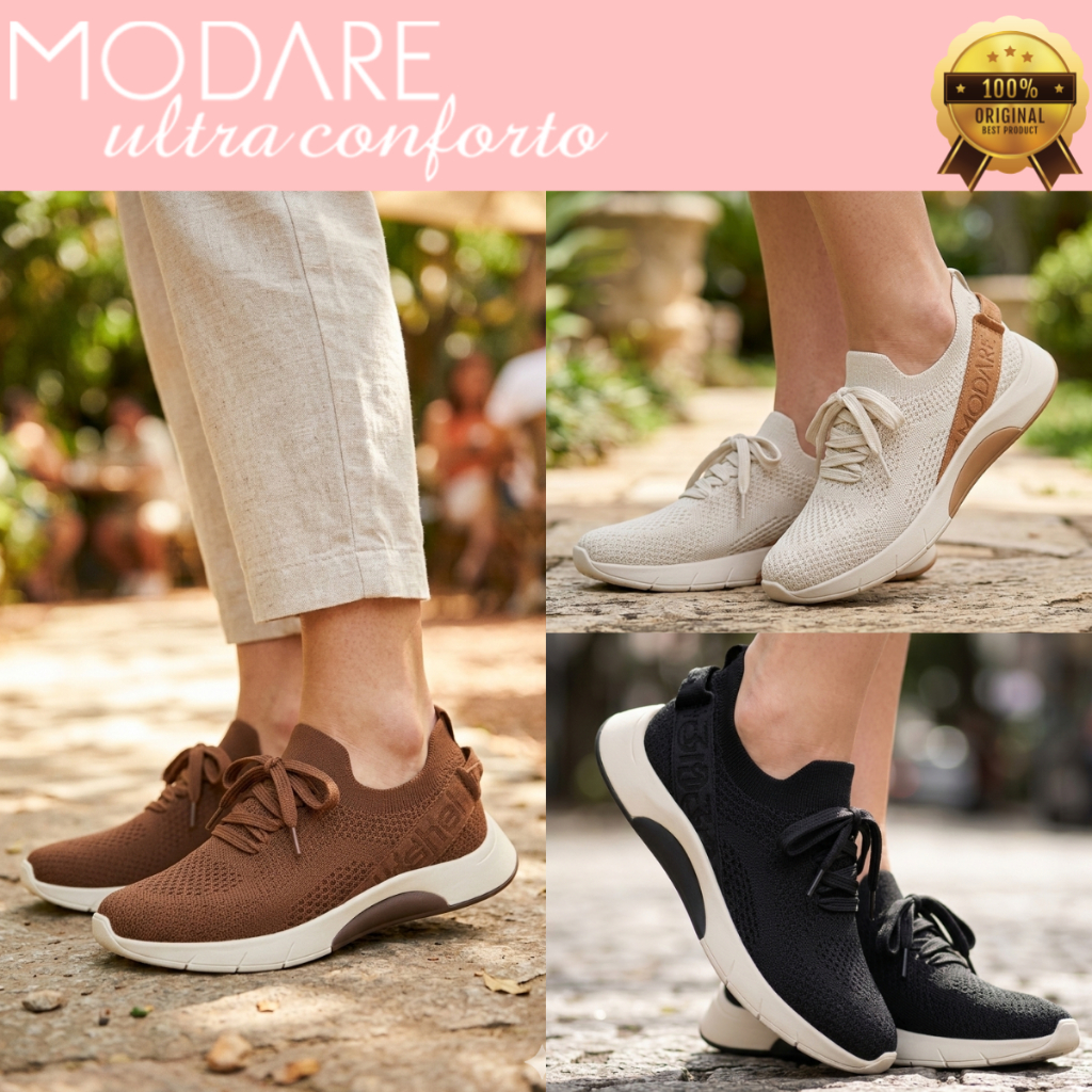 Tênis Feminino Modare Ortopédico Knit Confortável Leve Antiderrapante Calce Fácil Caminhada e Dia a Dia em Oferta na Shopee