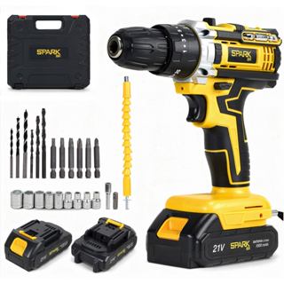 Parafusadeira Furadeira Sem Fio 21V 2 Baterias Bivolt Profissional Maleta Kit 26 Acessórios SparkBr em Oferta na Shopee