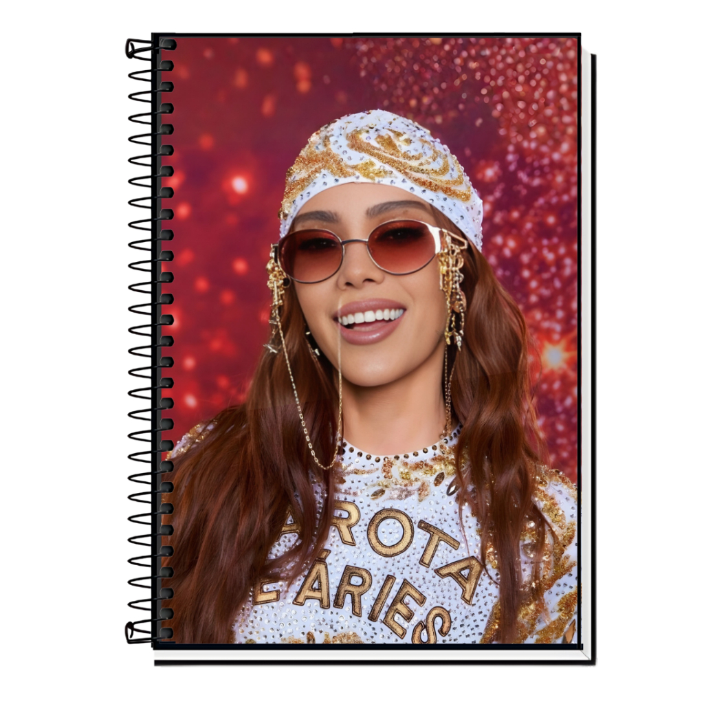 Caderno Universitário Anitta | Pop | Funk - Capa Dura & Espiral 1,10,15 e 20 Matérias