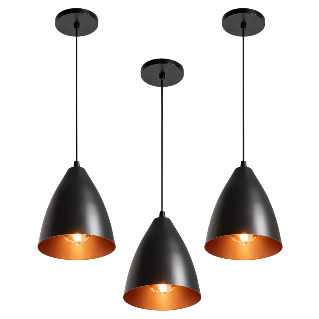 Kit 3 Pendente Luminária Modelo Vegas Lustre em Alumínio para casa Decoração Em Geral Escritorio