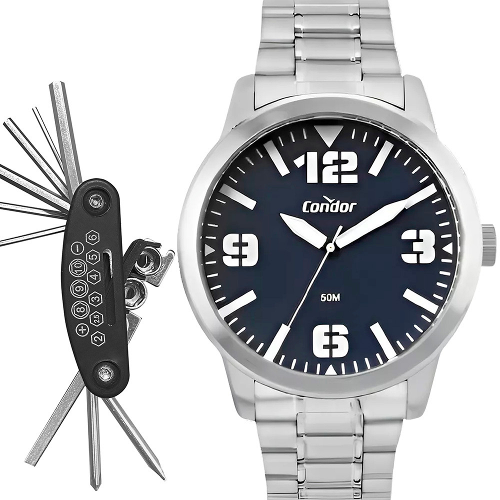 Relógio Masculino Condor Prata Garantia Prova Dagua Original em Oferta na Shopee