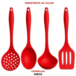 Kit Silicone Premium Cozinha 4 Peças BPA Free Utensílios Antiaderente