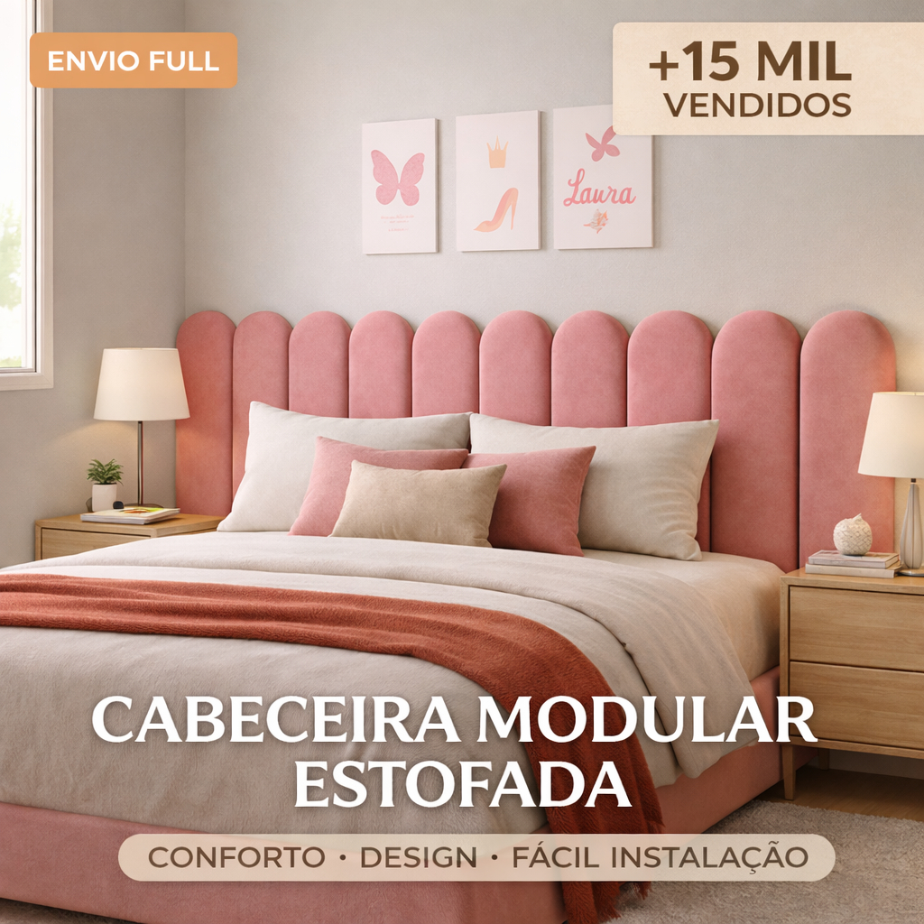 Cabeceira Nuvem Premium Estofada 45x20cm – Kit Modular para Cama Solteiro, Casal, Queen e King em Oferta na Shopee