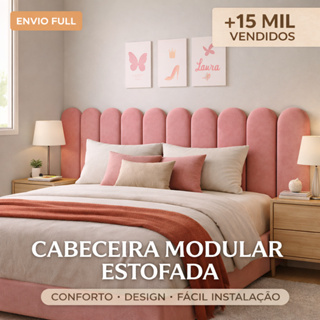 Cabeceira Nuvem Premium Estofada 45x20cm – Kit Modular para Cama Solteiro, Casal, Queen e King em Oferta na Shopee