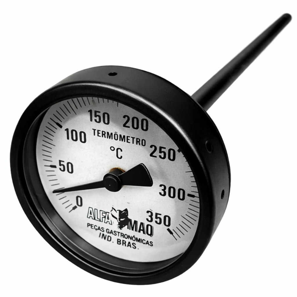 Termômetro Para Forno Lastro e Refratário 3'' Angular Haste 300mm