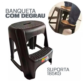 até 3 Bancos Escada de Plástico Multiuso Preto Banqueta escada para apartamento casa