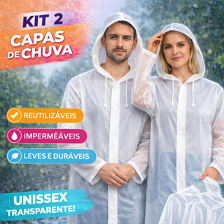 Capa De Chuva Reforçada 1 Ou 2 Unidades Pvc Transparente Unissex Tamanho Único em Oferta na Shopee