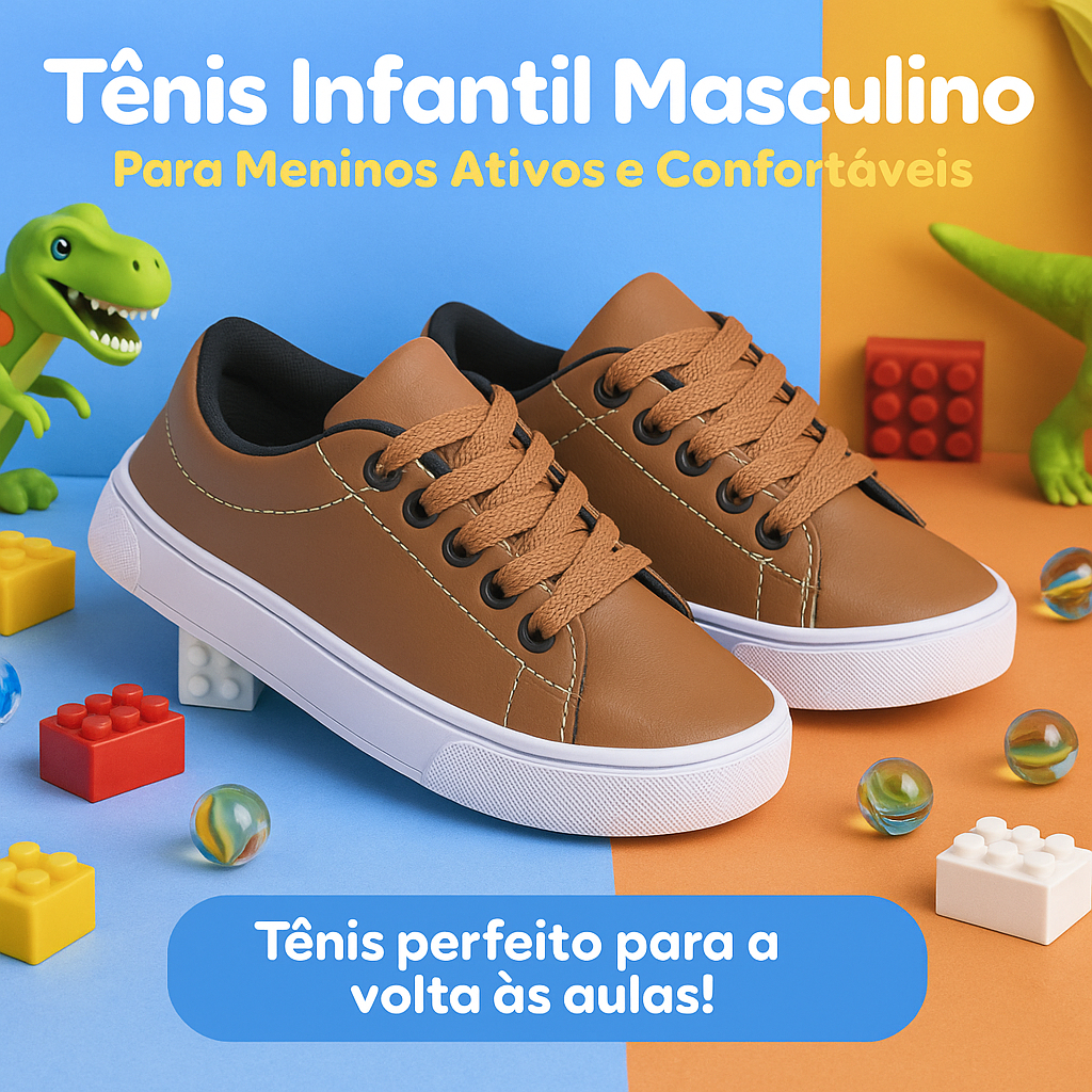 Tênis Infantil Menino Casual Caramelo Confortável Dia a Dia Escola 25 ao 33 Envio Imediato em Oferta na Shopee