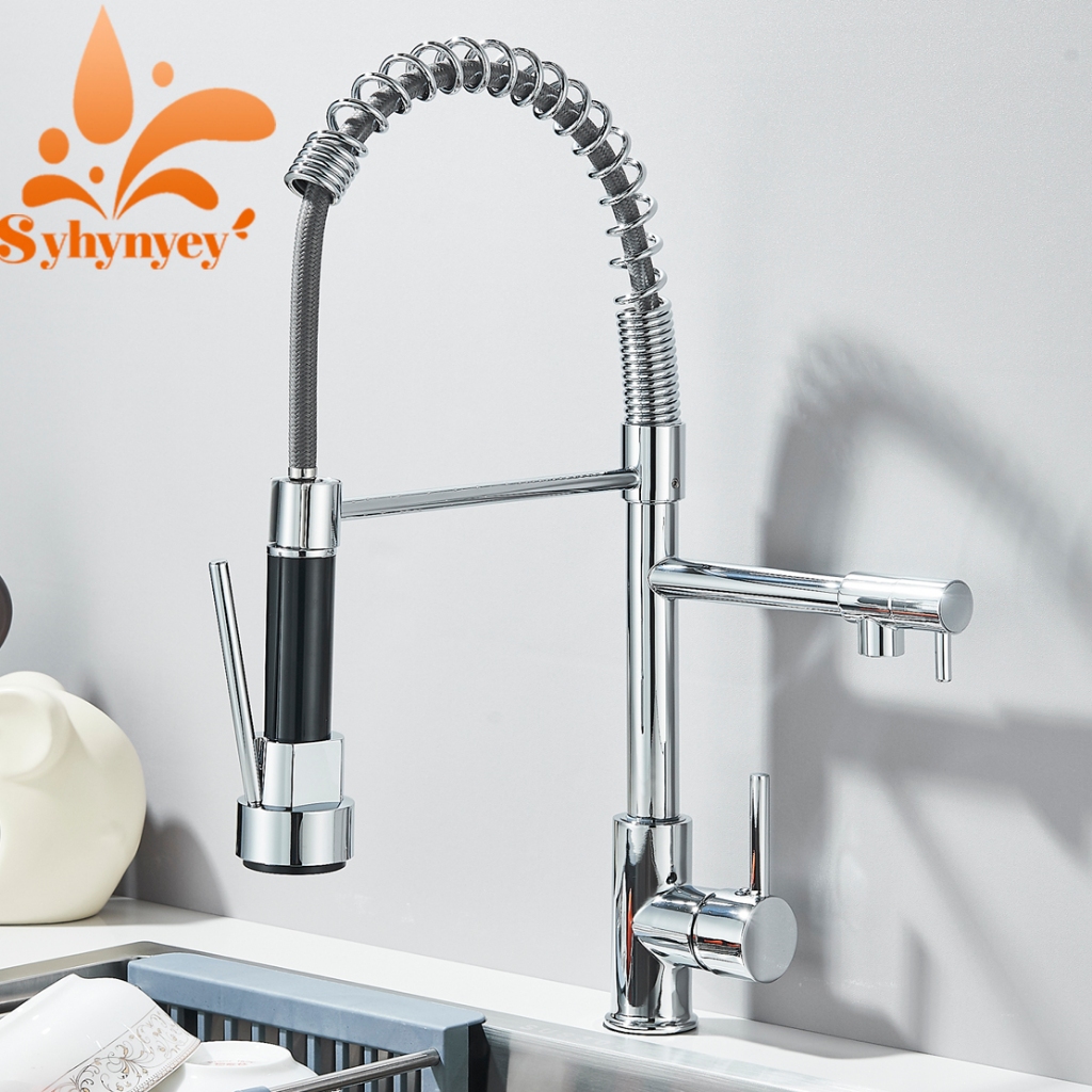 Torneira de cozinha de aço inoxidável com um manípulo, com bico extensível, para água fria e quente, modelo de luxo em Oferta na Shopee