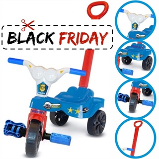 TRICICLO INFANTIL MENINO VELOTROL MOTOCA TICO TICO JET POLICIA COM OU SEM EMPURRADOR em Oferta na Shopee