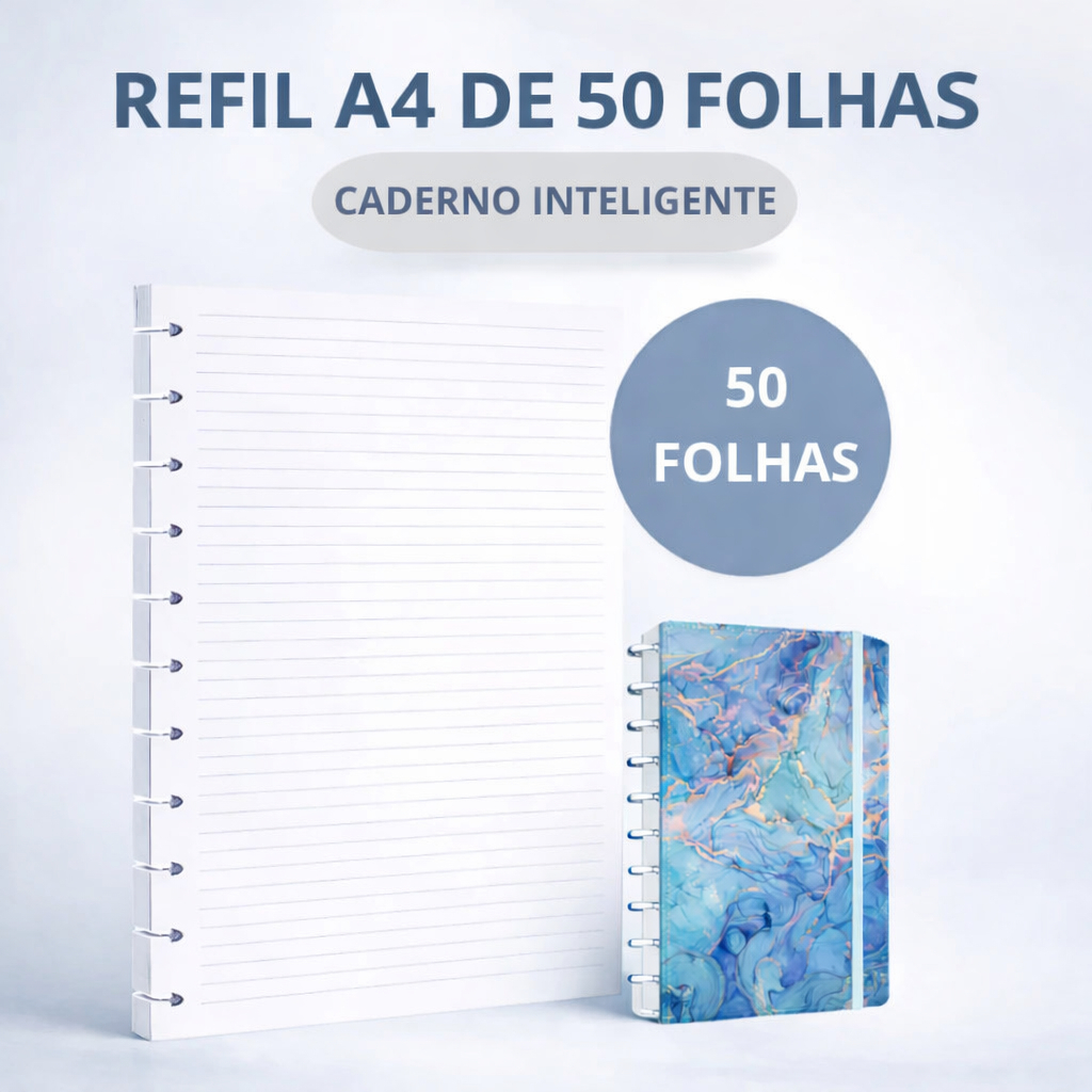 Refil Folhas Pautadas Para Caderno Inteligente 11 Discos A4 Grande em Oferta na Shopee
